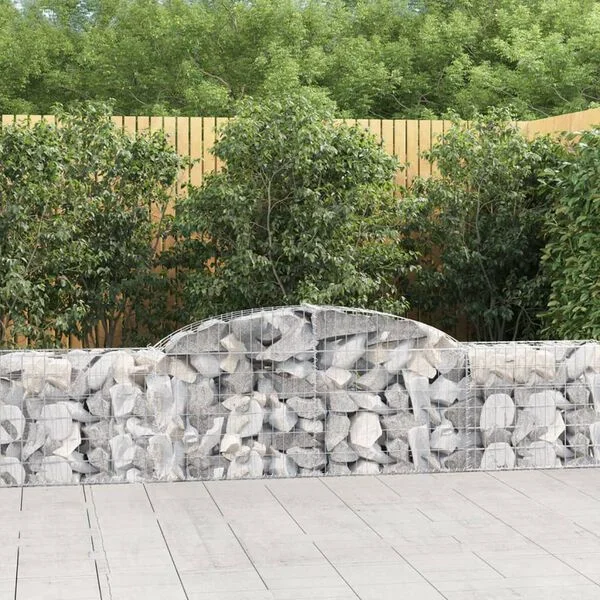 vidaXL Paniers à gabions arqués 3 pcs 300x30x60/80 cm Fer galvanisé