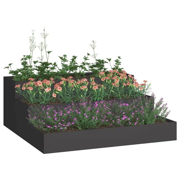 vidaXL Cache-pot de jardin Noir 90 x 90 x 35 cm Acier laminé à froid
