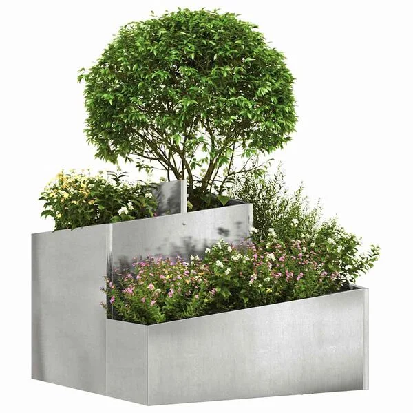 vidaXL Cache-pot de jardin Argenté 60 x 60 x 50 cm Acier inoxydable