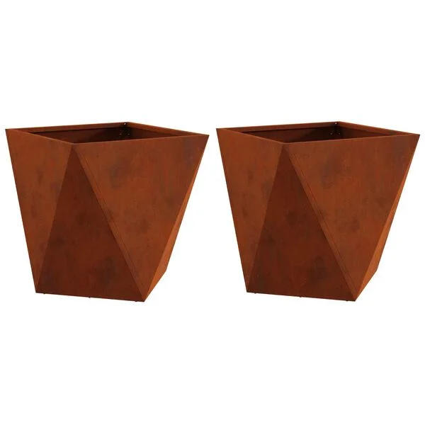 vidaXL Jardinière 2 pc Rouillé 50 x 50 x 50 cm Acier patiné