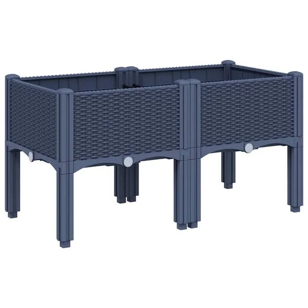 vidaXL Jardinière avec pieds bleu gris 80x40x42 cm PP
