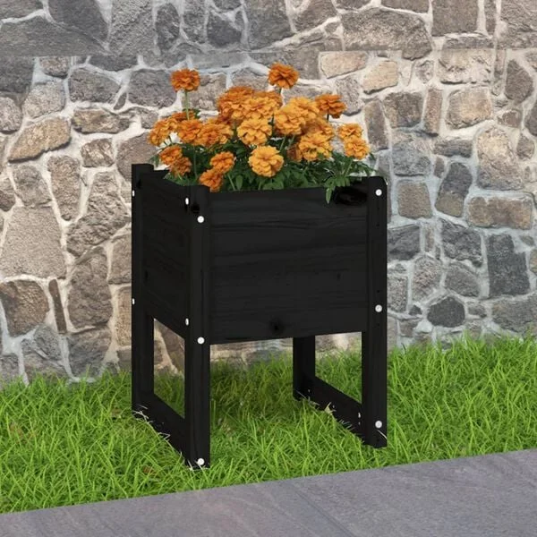 vidaXL Jardinière Noir 40x40x52, 5 cm Bois massif de pin
