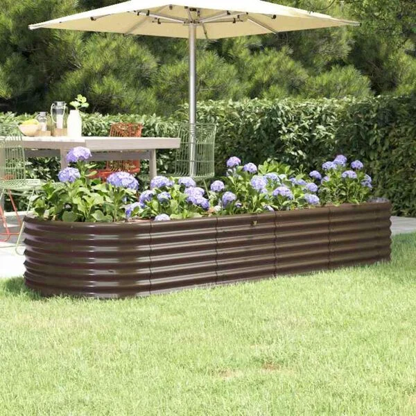 vidaXL Lit surélevé de jardin Acier galvanisé marron