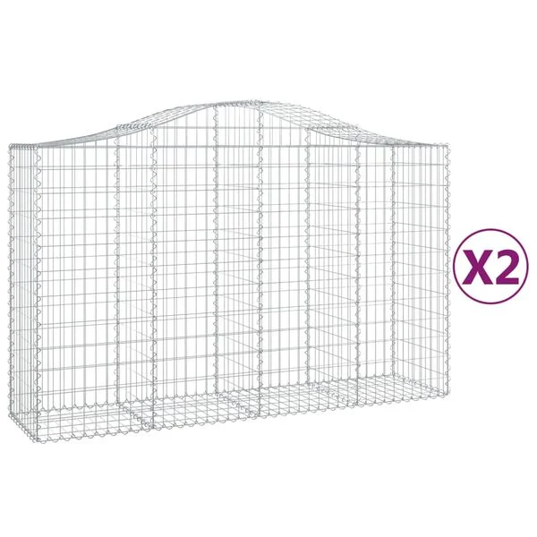 vidaXL Paniers à gabions arqués 2 pcs 200x50x120/140 cm Fer galvanisé