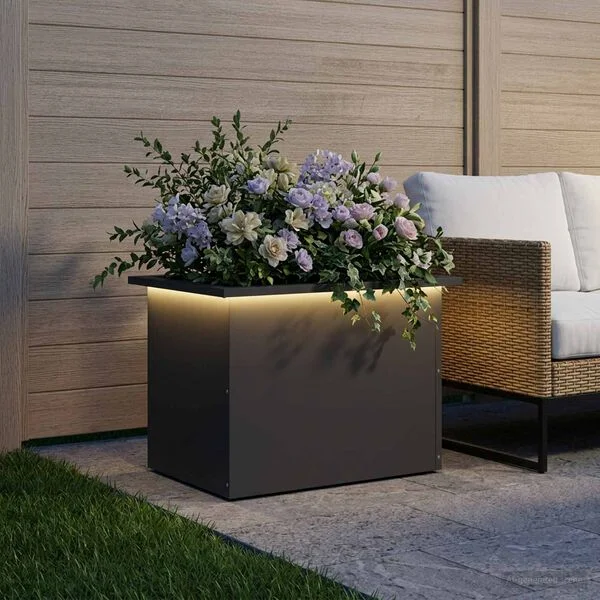 vidaXL Jardinière de jardin avec LED Noir 40 x 60 x 40 cm Acier