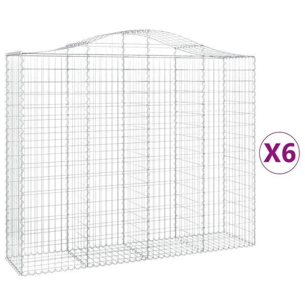 vidaXL Paniers à gabions arqués 6 pcs 200x50x160/180 cm Fer galvanisé