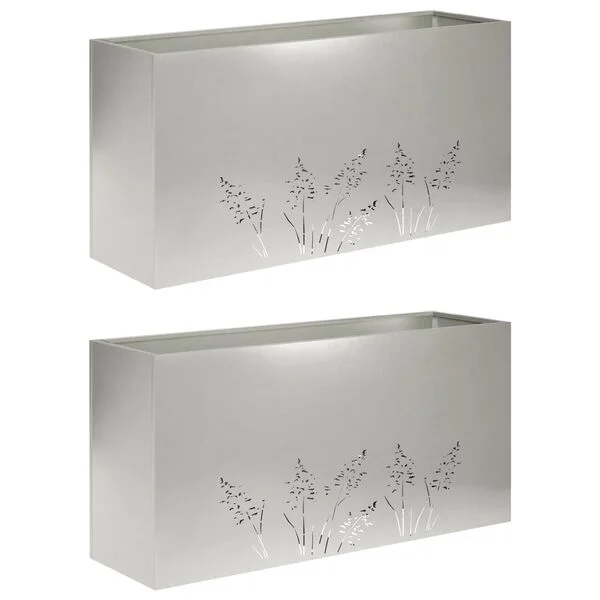 vidaXL Cache-pot de jardin 2 pc Argenté 100 x 30 x 49 cm