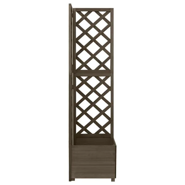 vidaXL Jardinière d'angle en treillis Gris 40x40x150 cm Bois de sapin