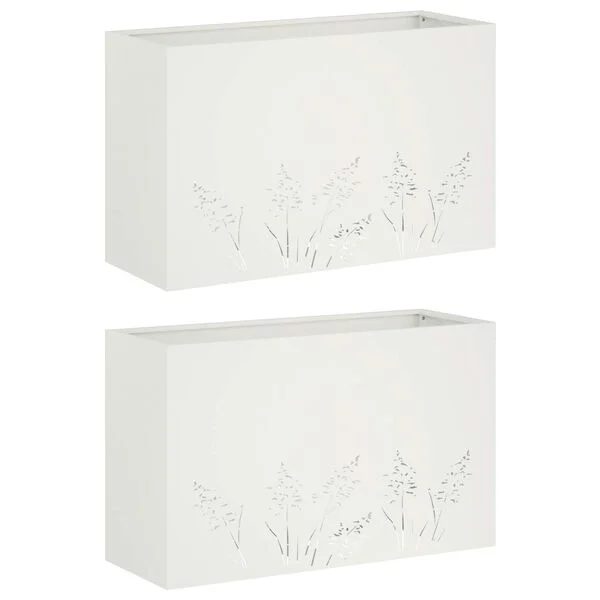 vidaXL Cache-pot de jardin 2 pc Blanc 80 x 20 x 49 cm