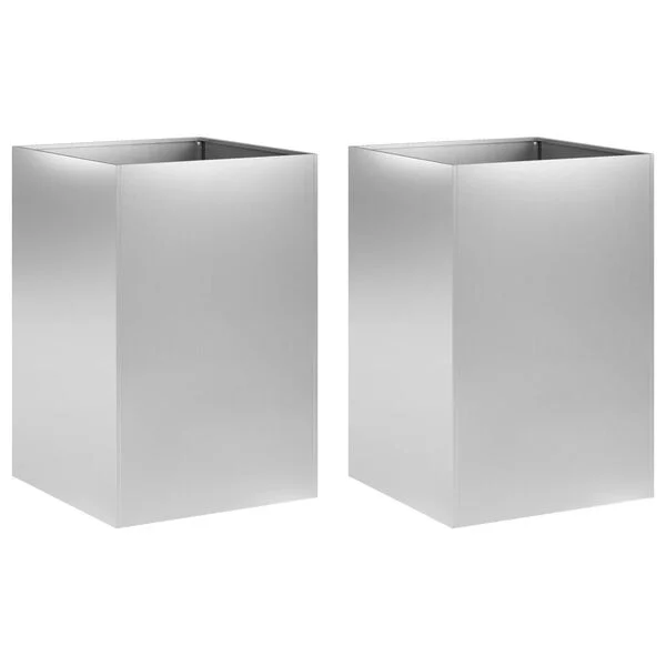 vidaXL Cache-pot de jardin 2 pc Argenté 40 x 40 x 75 cm