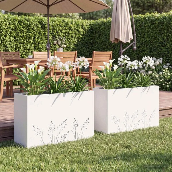 vidaXL Cache-pot de jardin 2 pc Blanc 80 x 20 x 49 cm