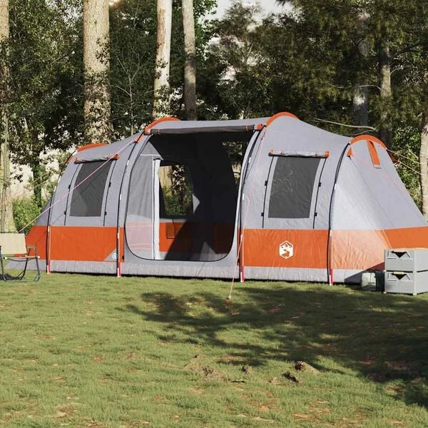 vidaXL Tente de camping tunnel 4 personnes gris et orange imperméable