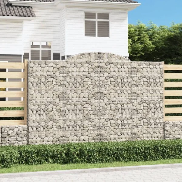 vidaXL Panier de gabions arqué 300x30x200/220 cm Fer galvanisé