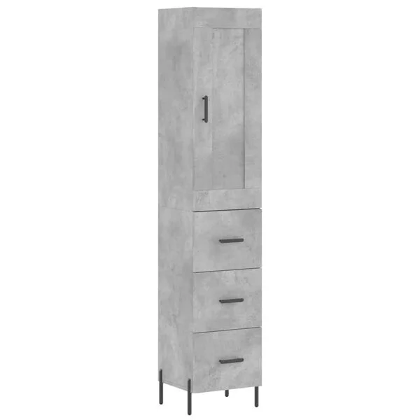 vidaXL Buffet haut Gris béton 34, 5x34x180 cm Bois d'ingénierie