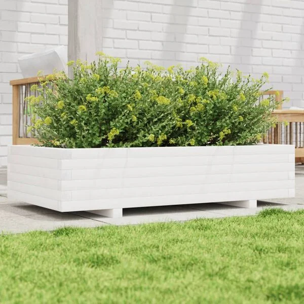 vidaXL Jardinière blanc 110x60x26, 5 cm bois de pin massif