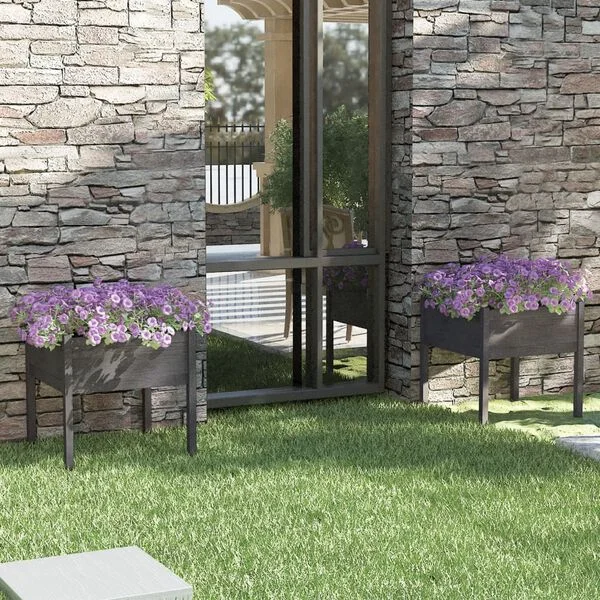 vidaXL Jardinières 2 pcs Gris 70x70x70 cm Bois de pin massif