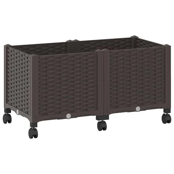 vidaXL Jardinière avec Roues Marron 80 x 40 x 44 cm PP