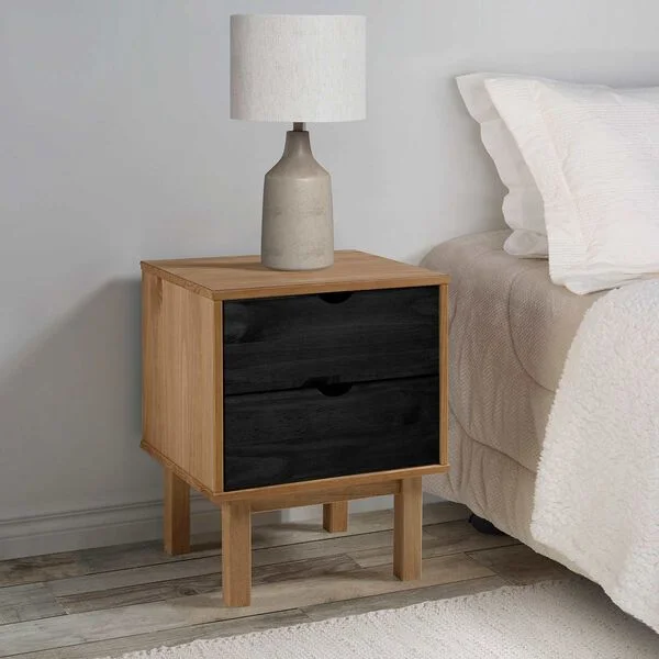 vidaXL Table de chevet OTTA Noir 45 x 39 x 57 cm Bois de pin massif