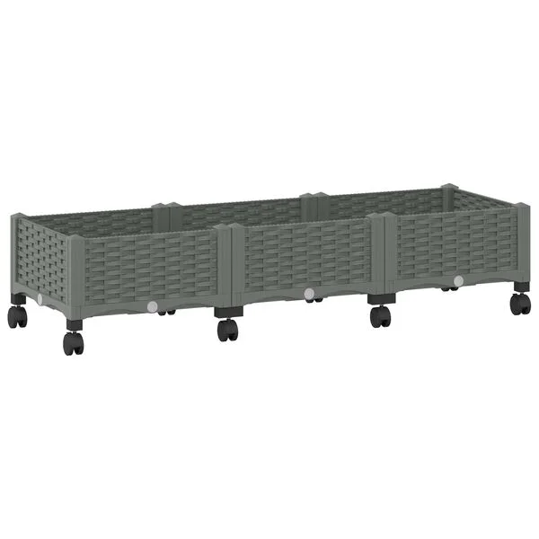 vidaXL Jardinière avec Roues Gris clair 120 x 40 x 29 cm PP