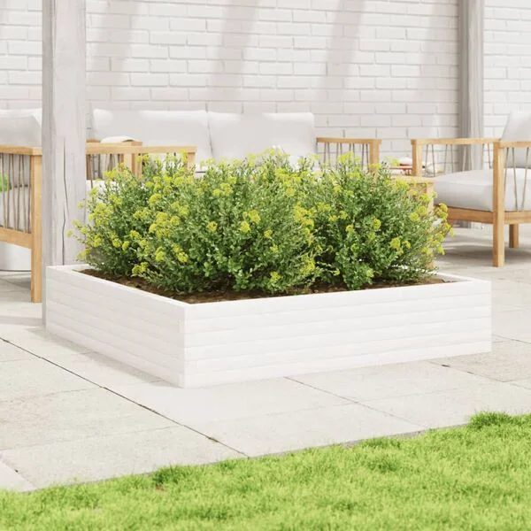 vidaXL Jardinière blanc 110x110x23 cm bois de pin massif