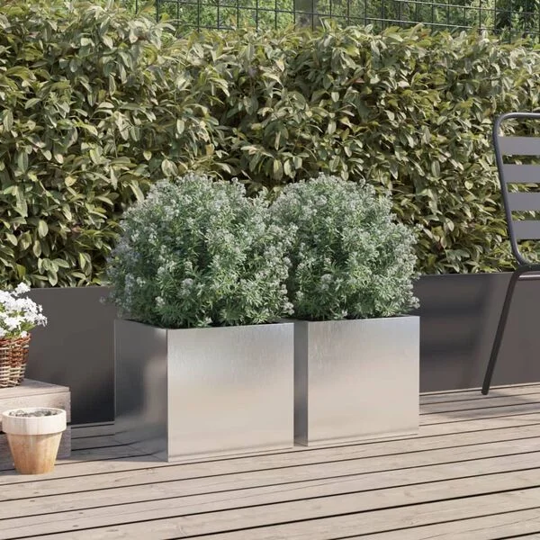 vidaXL Jardinières 2 pcs argenté 32x30x29 cm acier inoxydable