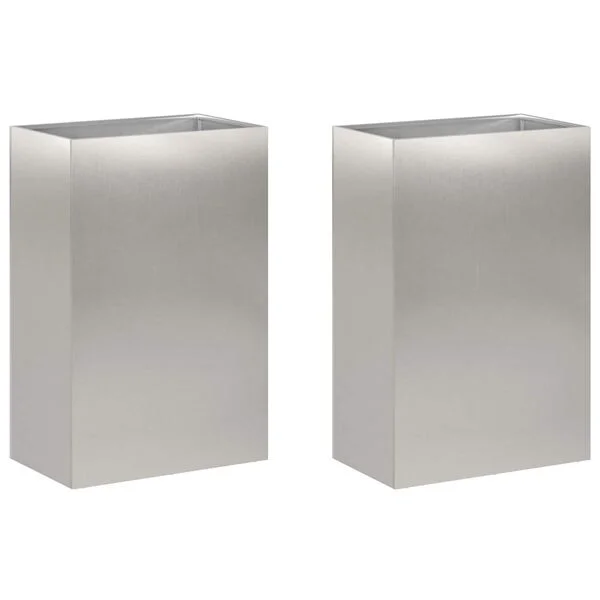 vidaXL Cache-pot de jardin 2 pc Argenté 40 x 30 x 75 cm