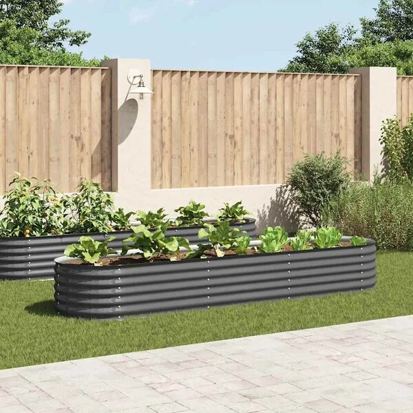 vidaXL Lit surélevé de jardin 320x80x44 cm Acier galvanisé Gris