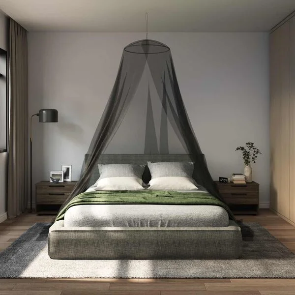 vidaXL Ciel de lit anti-moustiques 156 mesh Noir ⌀56 x 220 cm