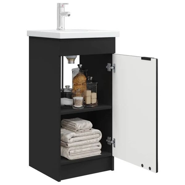 vidaXL Meuble de salle de bain avec évier Noir 42 x 40 x 84, 5 cm