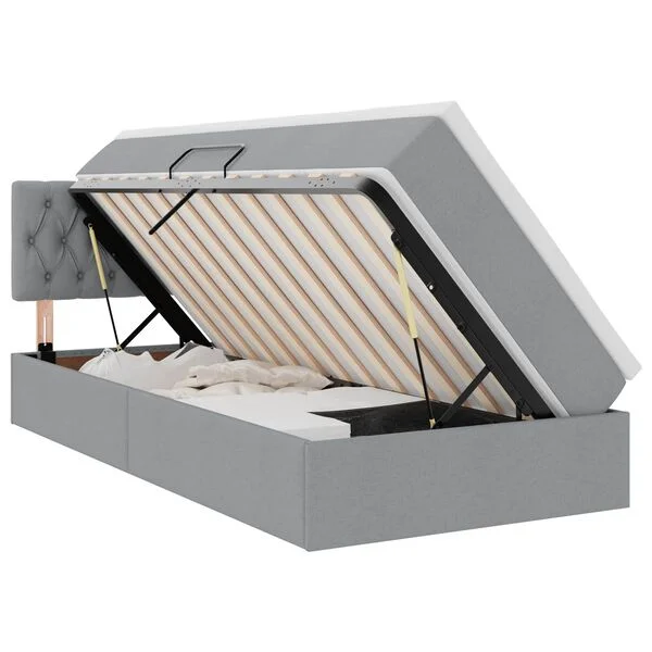 vidaXL Lit avec rangement et matelas Gris clair 90 x 190 cm Velours