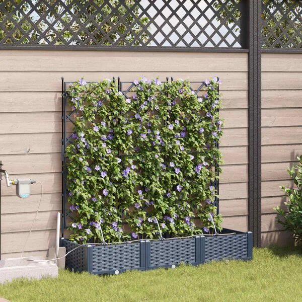 vidaXL Cache-pot de jardin 3 pc Gris 120 x 40 x 126 cm PP