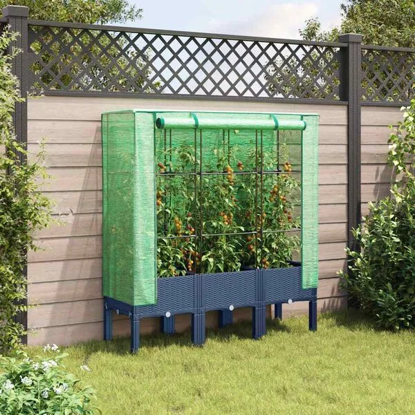 vidaXL Jardinière surélevée avec housse aspect rotin 120x40x140 cm