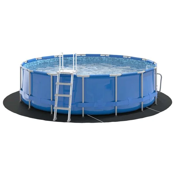 vidaXL Tapis de piscine Ø 366 cm (2 mm) Rond Tissu non tissé Noir