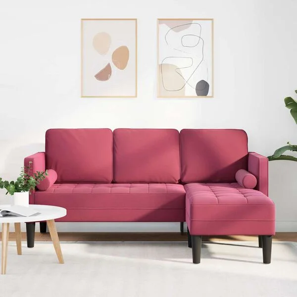 vidaXL Ensemble de Canapés avec coussin Bordeaux Polyester