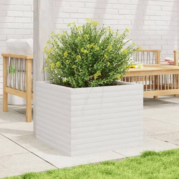 vidaXL Jardinière blanc 60x60x45, 5 cm bois de pin massif