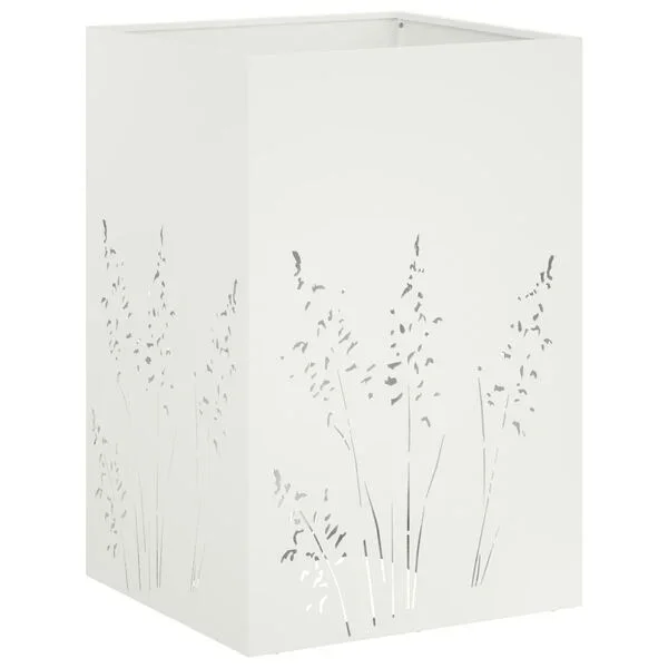 vidaXL Cache-pot de jardin Blanc 50 x 50 x 75 cm Acier laminé à froid
