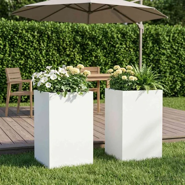 vidaXL Cache-pot de jardin 2 pc Blanc 30 x 30 x 50 cm