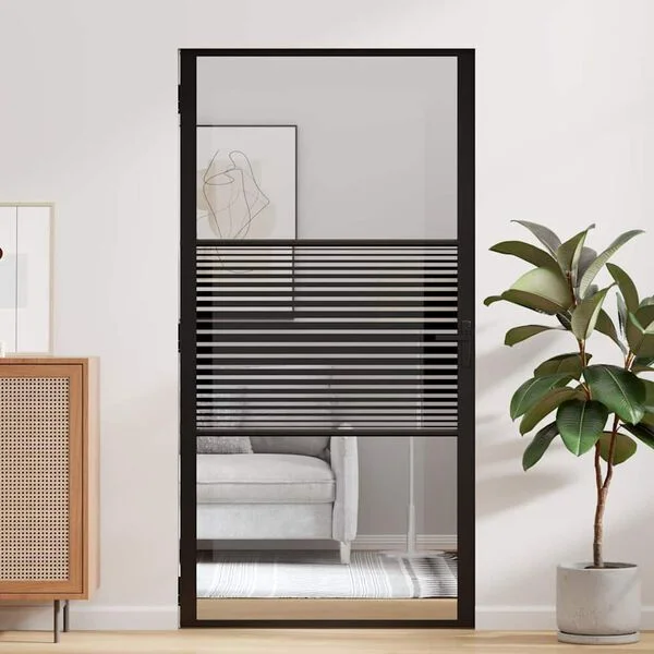 vidaXL Porte en verre 102, 5 x 3, 5 x 201, 5 cm Aluminium Noir