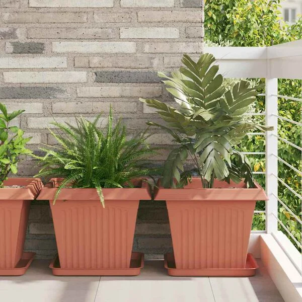 vidaXL Pots de plantes 6 pc Rouge brique Plastique