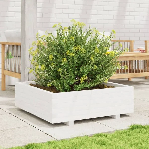 vidaXL Jardinière blanc 80x80x26, 5 cm bois de pin massif