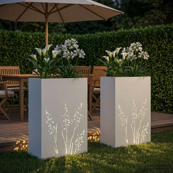 vidaXL Cache-pot de jardin 2 pc Blanc 50 x 30 x 75 cm
