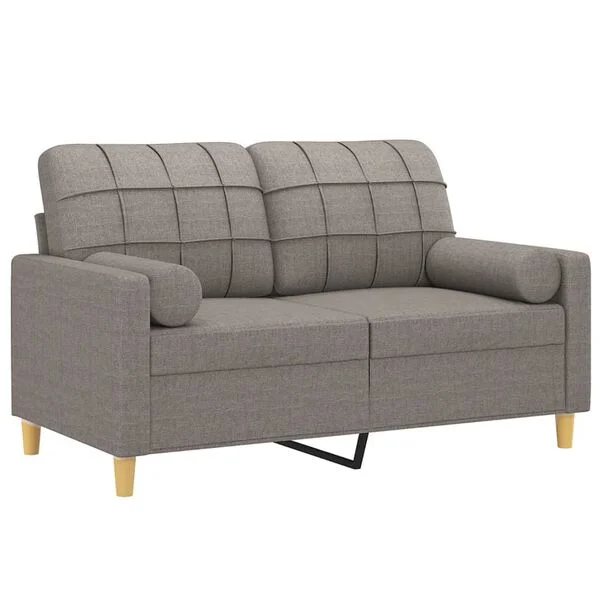 vidaXL Canapé 2 places avec oreillers décoratifs taupe 120 cm tissu