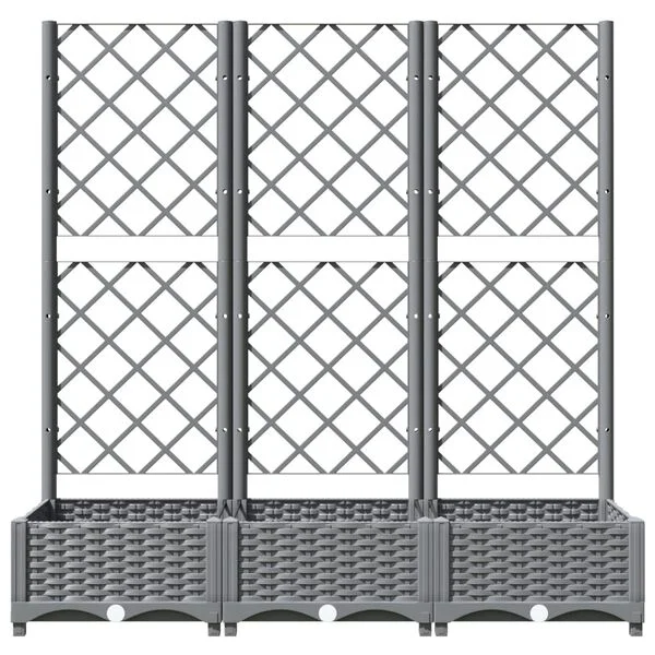 vidaXL Jardinière avec treillis Gris clair 120x40x121, 5 cm PP