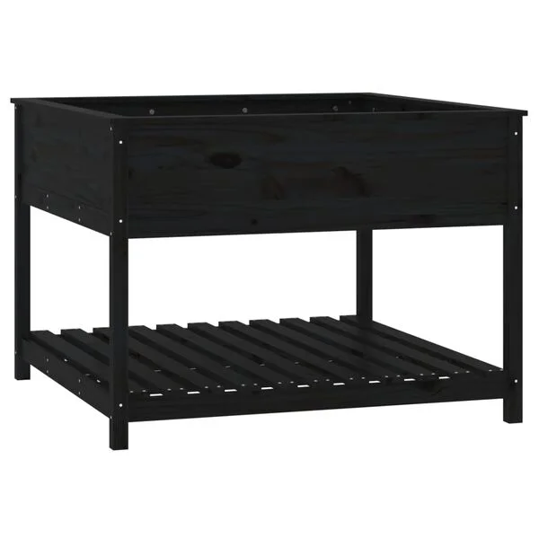 vidaXL Jardinière et étagère Noir 111, 5x111, 5x81 cm Bois massif de pin