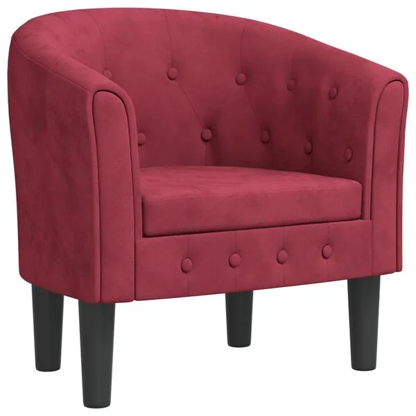 vidaXL Fauteuil rouge bordeaux velours
