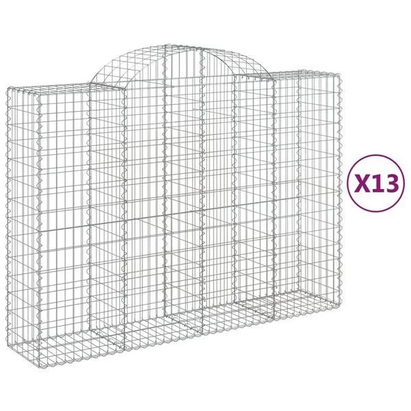 vidaXL Paniers à gabions arqués 13 pcs 200x50x140/160 cm Fer galvanisé