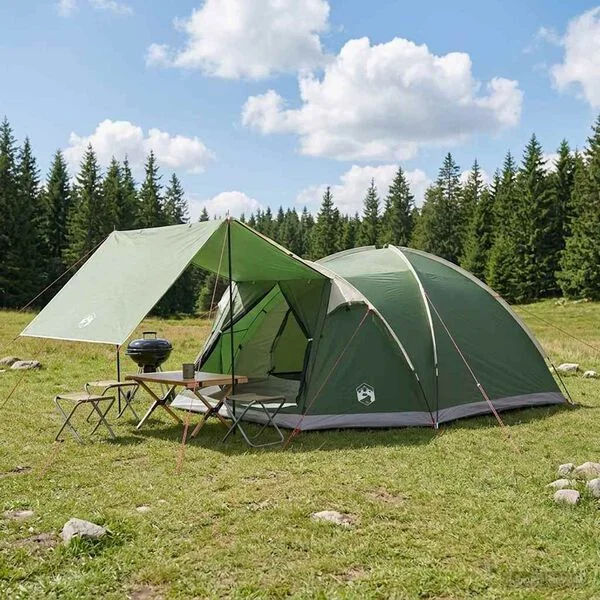 vidaXL Tente Cabane 8 personne Vert Polyester et Acier