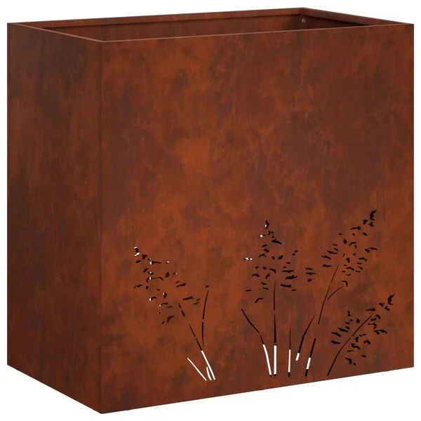 vidaXL Cache-pot de jardin Rouillé 50 x 30 x 49 cm Acier patiné