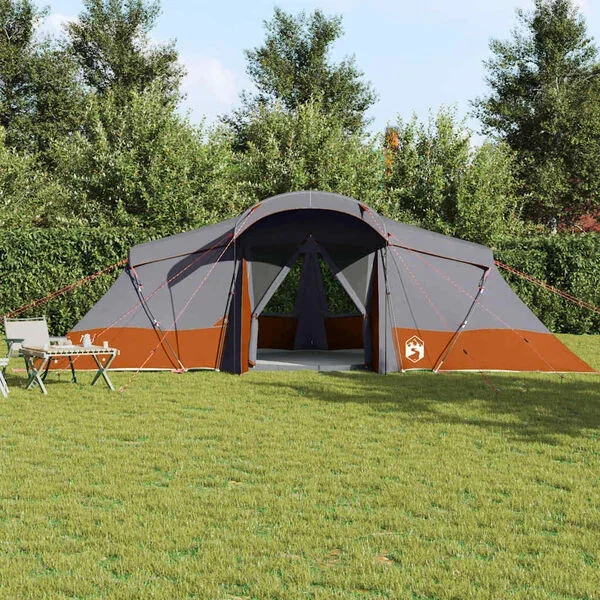 vidaXL Tente familiale 6 personne Gris et orange