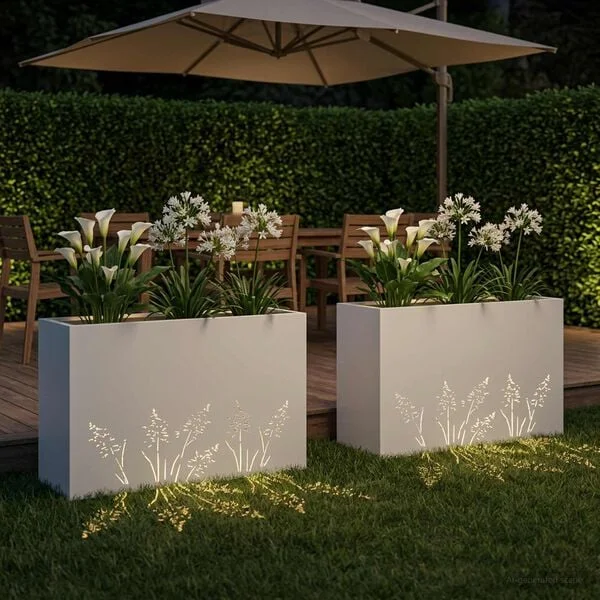 vidaXL Cache-pot de jardin 2 pc Blanc 80 x 20 x 49 cm